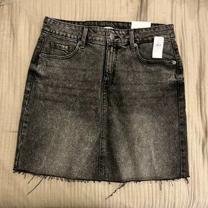 Old Navy Raw Hem Black Denim Mini Skirt